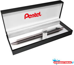 Pentel Rollertoll 0, 35mm, fém antracit test, Pentel Energel BL407MA-A, írásszín kék