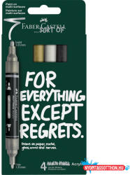 Faber-Castell Akril marker készlet, kétvégű MULTIMARK klasszikus színek Faber-Castell fehér, ezüst, arany, feket