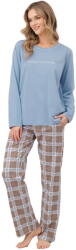Italian Fashion pijama damă DELMA mânecă lungă, pantaloni lungi, oțel/imprimeu: L (AAF-KPZ-DELM-DDSD L)