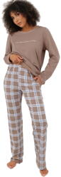 Italian Fashion pijama damă DELMA mânecă lungă, pantaloni lungi, cappuccino/imprimeu: 3XL (AAF-KPZ-DELM-DDCD 3XL)