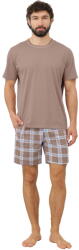 Italian Fashion pijama bărbați DANTE mânecă scurtă, pantaloni scurți, cappuccino/imprimeu: XL (AAF-MPZ-DANT-KKCD XL)
