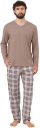 Italian Fashion pijama bărbați DANTE mânecă lungă, pantaloni lungi, cappuccino/imprimeu: XL (AAF-MPZ-DANT-DDCD XL)