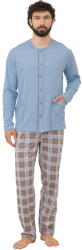 Italian Fashion pijama bărbați WILHELM mânecă lungă, pantaloni lungi, oțel/imprimeu: XXL (AAF-MPZ-WILH-DDSD XXL)