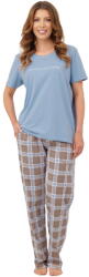 Italian Fashion pijama damă DELMA mânecă scurtă, pantaloni lungi, oțel/imprimeu: XL (AAF-KPZ-DELM-KDSD XL)