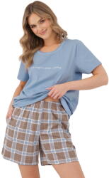 Italian Fashion pijama damă DELMA mânecă scurtă, pantaloni scurți, oțel/imprimeu: S (AAF-KPZ-DELM-KKSD S)