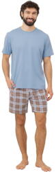 Italian Fashion pijama bărbați DANTE mânecă scurtă, pantaloni scurți, oțel/imprimeu: XXL (AAF-MPZ-DANT-KKSD XXL)