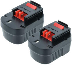 VHBW 2x Akkumulátor Black & Decker A12, A12-XJ, A12EX, A1712, A12E elektromos szerszámhoz - 2000 mAh, 12 V, NiMH (889009174)