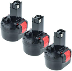 VHBW 3x Akkumulátor Bosch 2 607 001 380, 2 607 335 260 Elektromos Szerszámhoz - 3000 mAh, 9.6 V, NiMH (889009126)