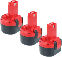 VHBW 3x Akkumulátor Bosch 2 607 335 260, 2 607 001 380 Elektromos Szerszámhoz - 3300 mAh, 9.6 V, NiMH (889009190)