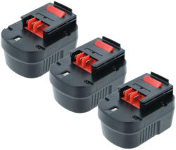 VHBW 3x Akkumulátor Black & Decker A12, A12-XJ, A12EX, A1712, A12E Elektromos Szerszámhoz - 2000 mAh, 12 V, NiMH (889009175)