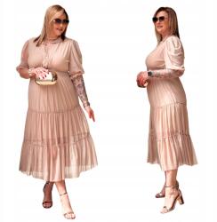 Cavaricci Ruha Plus Size Női Cavaricci Maxi Nagy méret Tüll Gombok Bézs (Su-21)