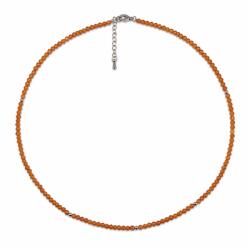  Colier Granat Orange Rotund Fatetat 3x3 mm cu Argint 925 sau Inox 316L 1 Buc