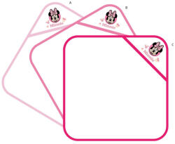 Global Licence Srl Disney Minnie egér kapucnis babatörölköző hímzett mintával - 70 x 70 cm - rózsaszín