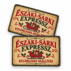  Nyomtatott fa tábla - Vintage karácsonyi tábla - Északi sark. . 2db/csomag