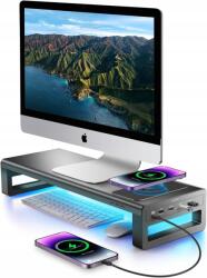 VAYDEER Dupla monitortartó vezeték nélküli töltéssel és 4 Usb 3.0 hubbal (652172)