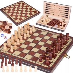  Sakk 3az1ben Dámajáték Fa Trikó 24x24CM Nagy Edzés Logikai Játékok