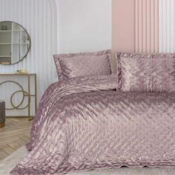 Cottonbox® Set cuvertură matlasata Luz din catifea roz pudra, 250x240cm, 3 piese, Cotton Box