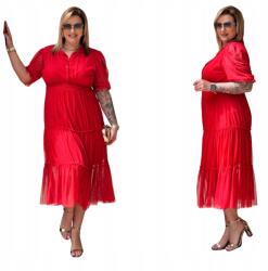 Cavaricci Ruha Plus Size Női Cavaricci Maxi Nagy méret Tüll Gombok Piros (Su-21)
