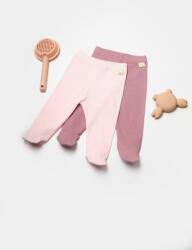 BabyCosy Set 2 pantaloni cu botosei Bamboo, roz, BabyCosy, 50%bumbac+50% bambus (Marime: 6-9 luni) (BC-CSYB9027-6)