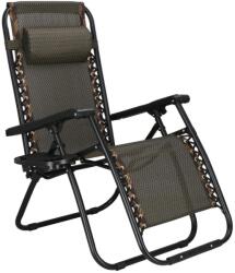  Sezlong pliabil cu spatar reglabil, structura metalica, material textilene, 175x67 cm, maro (GC-0001)