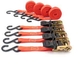  Set 4 chingi cu clichet, rezistent la 680 kg/chinga, TUV/GS - 25 mm × 4.5 m - 680 kg - Carguard - calitate si siguranta garantata! (CFA006)