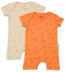 BabyCosy Set 2 salopete scurte Printed, BabyCosy, 50% modal+50% bumbac, Stone/Apricot (Marime: 3-6 Luni) (BC-CSYM11427-3)