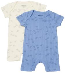 BabyCosy Set 2 salopete scurte Printed, BabyCosy, 50% modal+50% bumbac, Ecru/Lavanda (Marime: 0-3 Luni) (BC-CSYM11425-0)