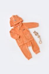 BabyCosy Set Ursulet cu bluzita cu fermoar si gluga si pantaloni lungi din 80%bumbac organic si 20% poliester - Portocaliu, BabyCosy (Marime: 18-24 Luni) (BC-CSYK6017-18)