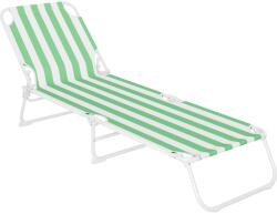  Sezlong pliant Sersimo, 186 x 56 cm, pentru plaja sau gradina, alb verde, capacitate 110kg (236DV)