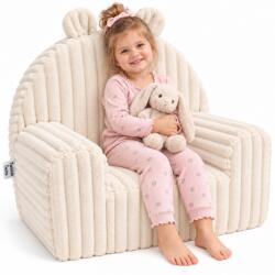 Twinkle Twins Fotoliu pentru copii Twinkle Twins, velur reiat lat, umplutura din spuma, husa detasabila si lavabila, crem (TT-03021)