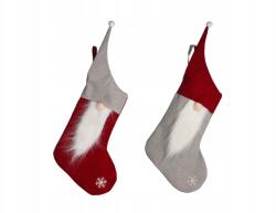 H&S Decoration 2 darabos díszítő készlet: zokni Mikulás mix 40 cm (059600)