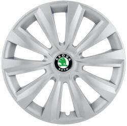 AutoHelix MSA Set 4 capace roti 15 inchi (R15) Delta Gri, Compatibile cu Skoda (4630)