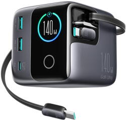 JOYROOM Podix JR-TRD01 GaN 140W Desktop Charger with 5 Ports and Dual Retractable Cables - Gray (JR-TRD01) - vexio