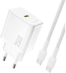 Dudao A27CEU PD 25W GaN SB-C Wall Charger with USB-C Cable - White (A27CEU white) - vexio