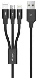 DEVIA Kintone Series 3 In 1 Tube USB/Lightning/ MicroUSB/Type-c 1.2m Black (DCKSTULMTB) - vexio