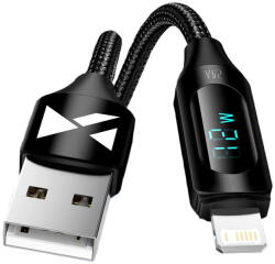 Wozinsky USB-A Cable - Lightning Wozinsky WUALC1 with LED Display 2.4A 1m - Black (5907769308451)