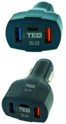 TED Electric Incarcator auto 3x USB: 2x USB-A 3.5A + 1x USB-C Fast Charge 1.8A LZ-368 TED500093 (A0061247) - vexio