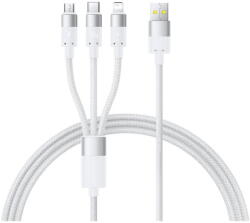 Baseus Cablu de Date USB la Micro-USB, Type-C, Lightning, 480Mbps, 100W, 1.5m - White (KF2349609) - vexio