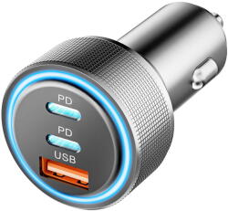 Techsuit C6 2x USB-C + USB-A PD3.0 QC3.0 65W Argintiu (KF2353918) - vexio