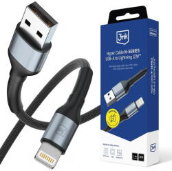 3mk Protection Cablu Alimentare, USB, iOS, 12W, 1m - Hyper N-Series - Black (KF2360220) - vexio
