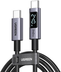 UGREEN Cablu USB-C la USB-C cu display LED, 240W, 1 m, gri (65866) - vexio