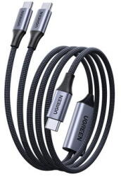 UGREEN Cablu USB-C împletit L533 75733 la Lightning, 140W, 2m, negru (6941876277339)