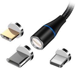 Maxlife CABLU MAGNETIC 3IN1 USB-C/LIGHTNING/MICRO USB 1M 3A - NEGRU (OEM001960) - vexio
