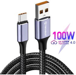 Techsuit Cablu de date USB to Type-C, Super Fast Charging, 100W, 480Mbps, 6A - Techsuit (PCB018) - Black (KF2331595) - vexio