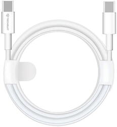 Techsuit Cablu de date Type-C to Type-C, Fast Charging, 60W, 480Mbps, 1m - Techsuit (PCB130) - White (KF2331696) - vexio