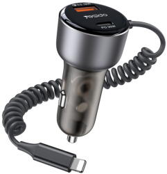 YESIDO Bricheta + cablu Lightning 1xUSB-A + 1xUSB-C PD QC3.0 50W Negru (KF2355095)