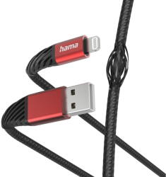 Hama 00201538 Extreme Charging Cable USB-A - Lightning 1.5m Nylon black/red (T-MLX57702) - vexio