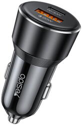 YESIDO 1x USB-C + 1x USB-A PD carcasa aluminiu 50W Negru (KF2355048) - vexio