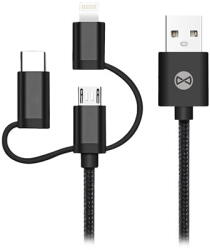 Forever CABLU 3IN1 USB-LIGHTNING-UCB-C-MICRO USB 1M 1.5A - NEGRU (T_01626) - vexio