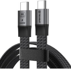 Techsuit Cablu tip C PD240W, Ultra Fast Charge, Data/Video Transfer 8K@60Hz, 40Gbps, 1m - Tecshuit ElysiumSync Pro (CX1) - Gray (KF2364908) - vexio